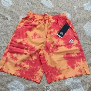 Adidas Boys’ Axis Shorts Orange Tie Dye Size Medium 10-12